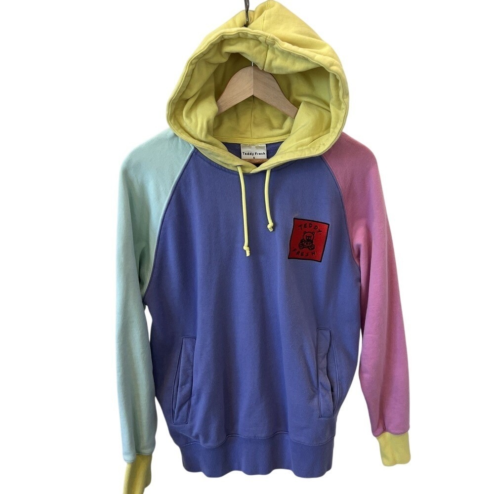 Teddy Fresh Hoodie Pullover Sweatshirt Mens Sz Small Hooded Colorful
